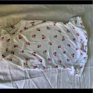 White one piece 6 M  with pink/purple owl printed